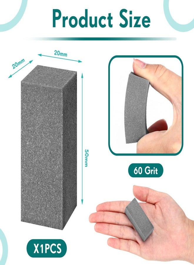 باتيير حجر باتيير المطاطي الناعم للزلاجات، حجر جلخ مطاطي لطحن ألواح التزلج على الجليد لإزالة الصدأ والنتوءات، مقاس 50 × 20 × 20 مم، حبيبات 60 (رمادي) - Image 2