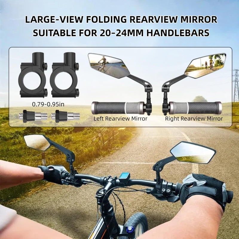 Silanit Bike Mirrors for Handlebars, 1 Pair Bicycle Rear View Mirror, 360Â° Adjustable Rotatable Wide Angle Mirror Accessories for Ebike Mountain Road Bike, Black - Image 3