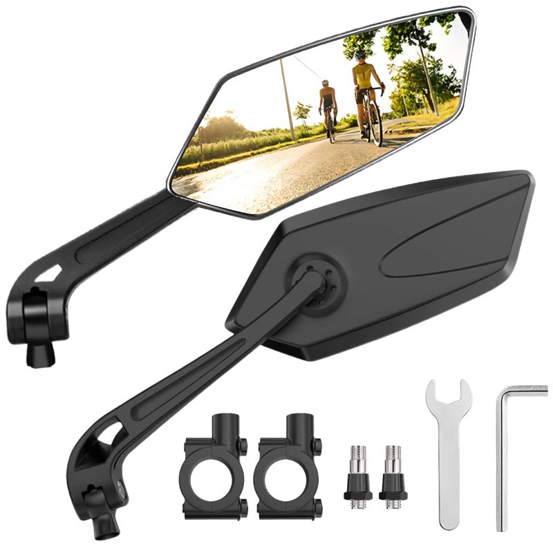 Silanit Bike Mirrors for Handlebars, 1 Pair Bicycle Rear View Mirror, 360Â° Adjustable Rotatable Wide Angle Mirror Accessories for Ebike Mountain Road Bike, Black - Image 1