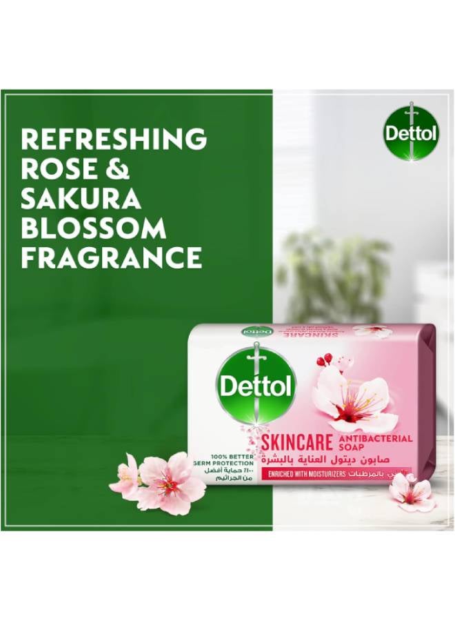 Dettol Skincare Anti-Bacterial Bathing Soap Bar - Rose & Sakura Blossom Scent 4x Clear 115grams - Image 2