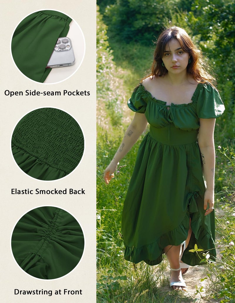 Scarlet Darkness Renaissance Corset Dresses Flowy 2025 Summer Dress Cottagecore Dress Green XL - Image 4