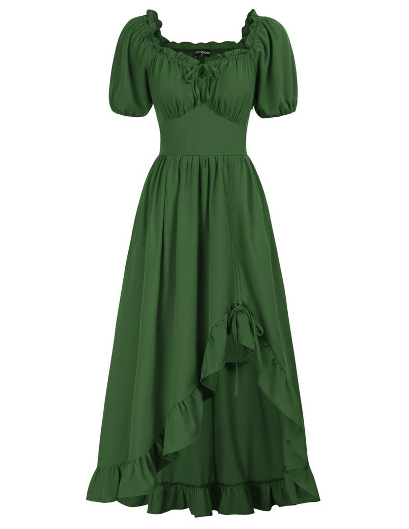 Scarlet Darkness Renaissance Corset Dresses Flowy 2025 Summer Dress Cottagecore Dress Green XL - Image 1