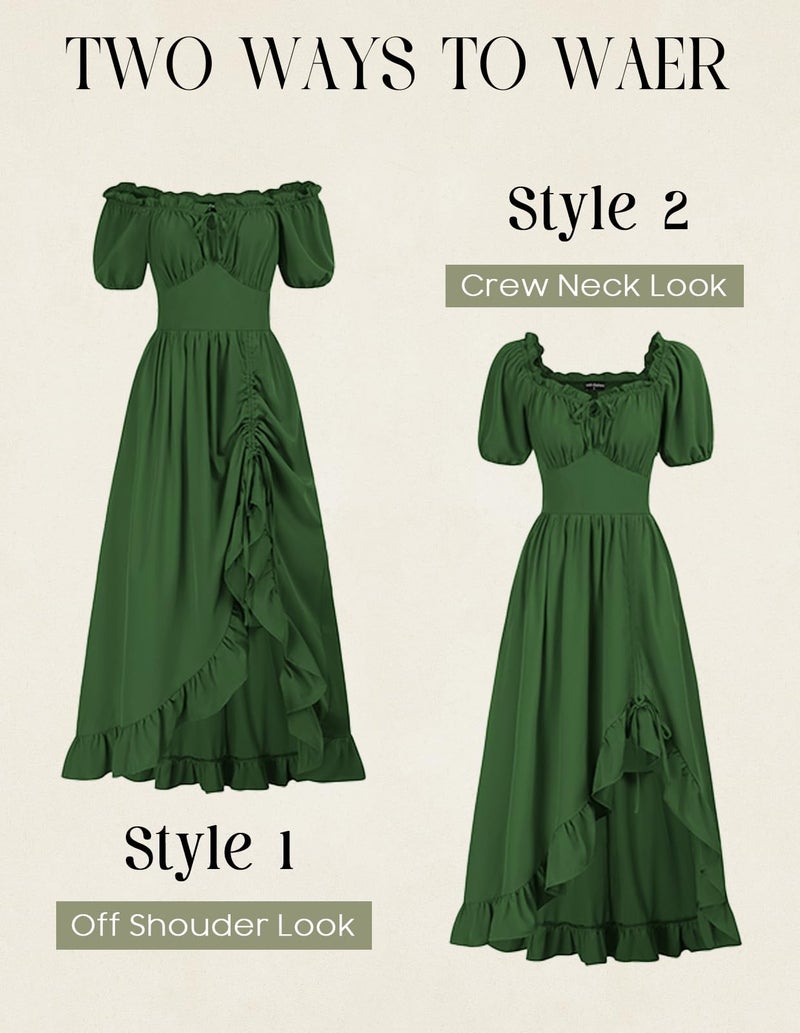 Scarlet Darkness Renaissance Corset Dresses Flowy 2025 Summer Dress Cottagecore Dress Green XL - Image 3