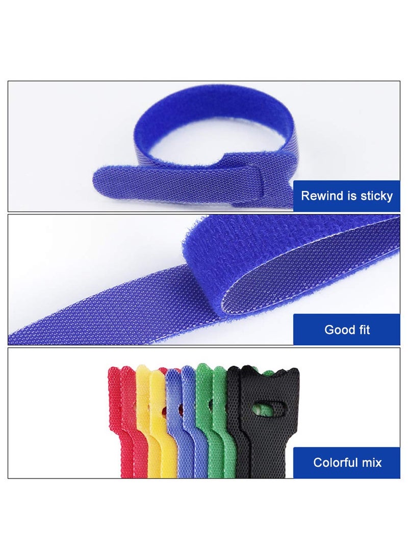 OIVO INDIA OIVO INDIA 50PCS Fastening Cable Ties Reusable Premium 6Inch Adjustable Cord Ties Microfiber Cloth Cable Management Straps Hook Loop Cord Organizer Wire Ties Reusable Dark Purple Colors  - Image 3