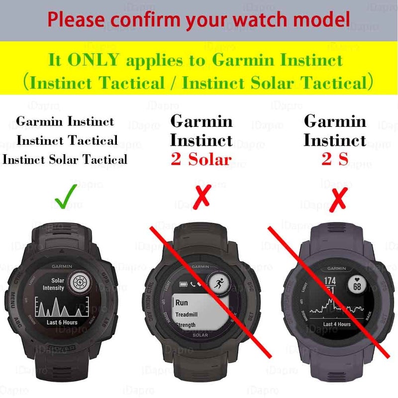 iDaPro[4 Pcs Screen Protector for Garmin Instinct Solar Tactical/Instinct Tactical/Instinct Watch(Not for Instinct 2/2s/2x/3/E) + Silicone Anti-dust Plugs,Tempered Glass Anti-Scratch Bubble-Free - Image 2