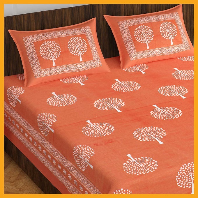 COTTON RAJASTHANI JAIPURI TRADITIONAL KING SIZE DOUBLE BED BEDSHEET WITH 2 PILLOW COVERS JAIPURI_113