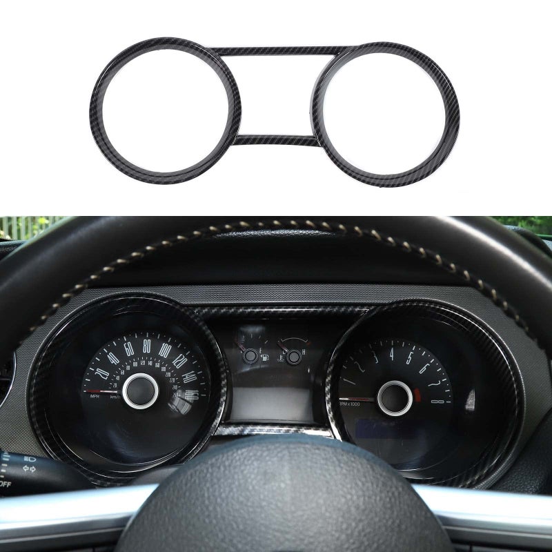 Jimen Compatible with Ford Mustang 20102014 Dashboard Instrument Panel Cover Trim Ring Carbon Fiber