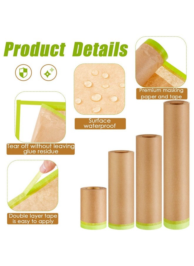 Leinuosen 8 Rolls Masking Tape Sets Includes 6 Assorted Sizes Paint Masking Paper And 2 Vehicles Auto Body Paint Tape Yellow Adhesive Painter Tape Automotive Tape For Car, Furniture, Floor  - Image 3