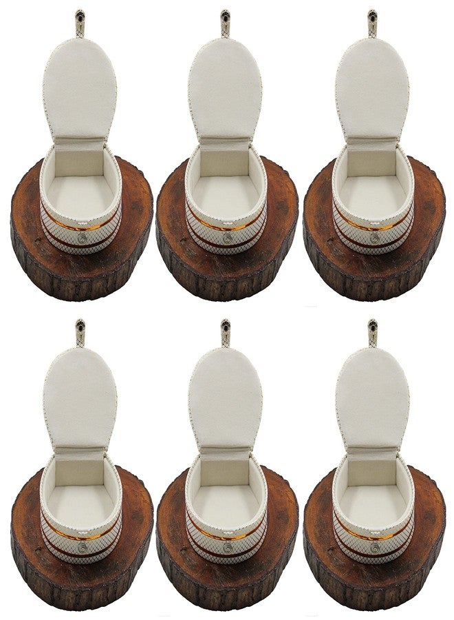 LUCES PU Leather Cosmetic Jewellery accessories Small Round Bangle Box Ring Earrings Studs Box Necklace Wardrobe Organizer for Women Pack of 6 (Cream) - Image 4