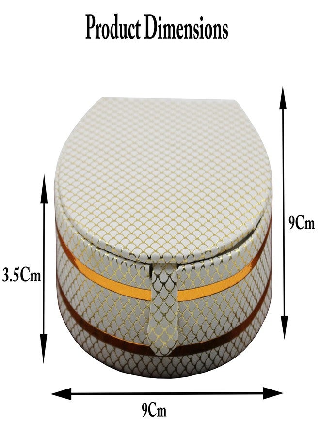 LUCES PU Leather Cosmetic Jewellery accessories Small Round Bangle Box Ring Earrings Studs Box Necklace Wardrobe Organizer for Women Pack of 6 (Cream) - Image 5