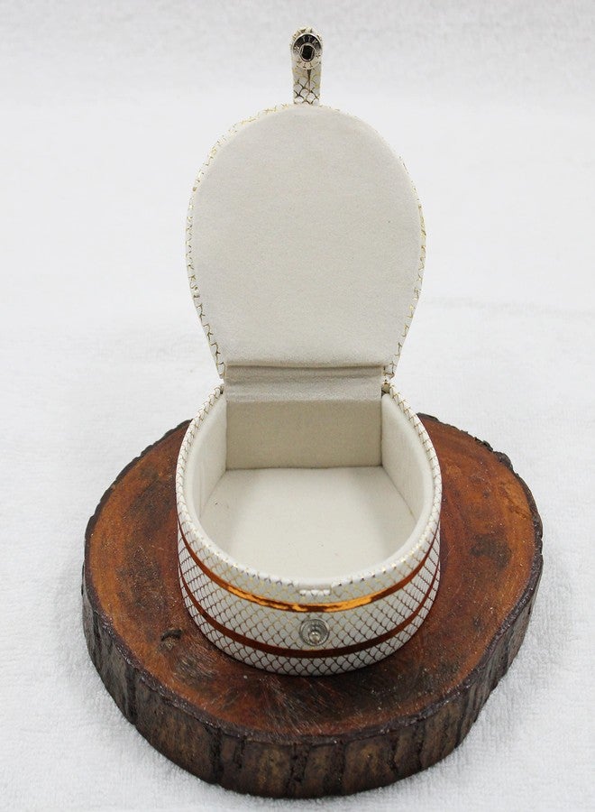 LUCES PU Leather Cosmetic Jewellery accessories Small Round Bangle Box Ring Earrings Studs Box Necklace Wardrobe Organizer for Women Pack of 6 (Cream) - Image 2