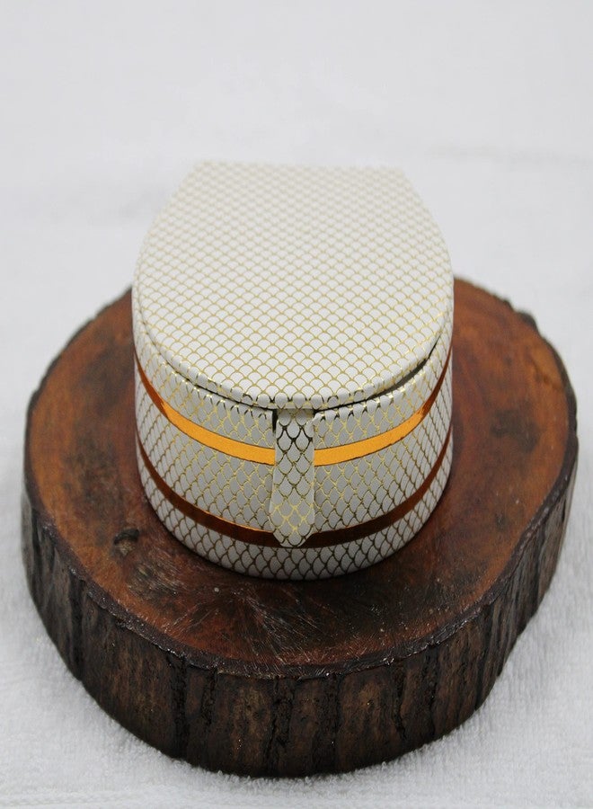 LUCES PU Leather Cosmetic Jewellery accessories Small Round Bangle Box Ring Earrings Studs Box Necklace Wardrobe Organizer for Women Pack of 6 (Cream) - Image 3