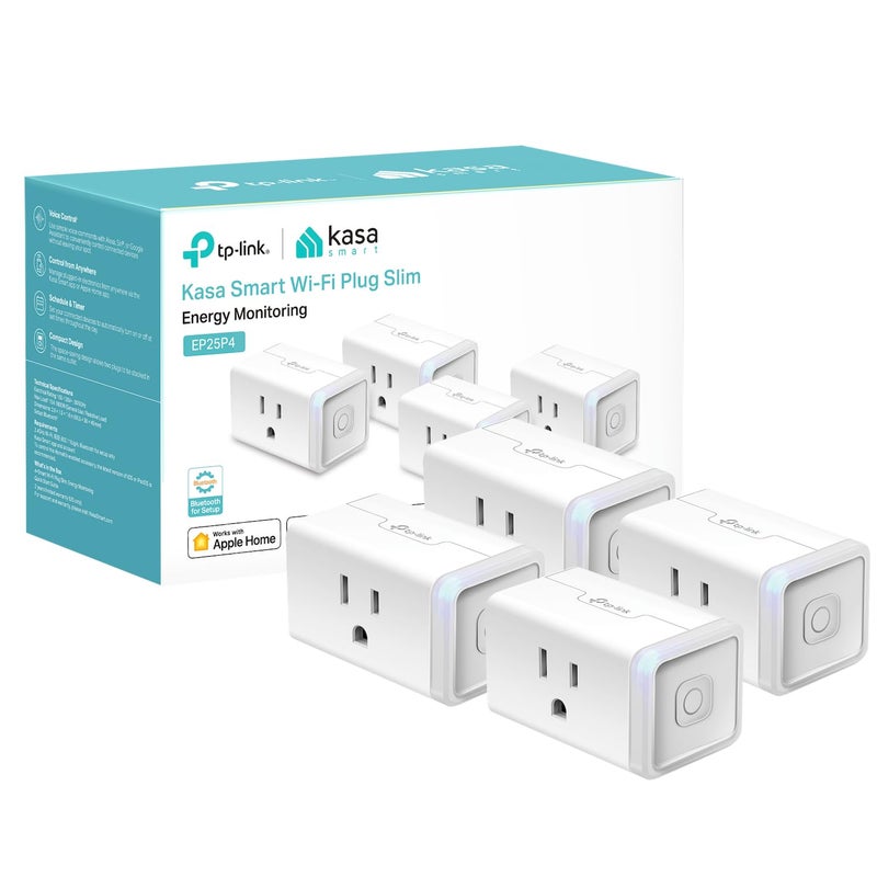 Kasa Smart Plug Mini 15A, Apple HomeKit Supported, Smart Outlet Works with Siri, Alexa & Google Home, UL Certified, App Control, Scheduling, Timer, 2.4G WiFi Only, 4 Count (Pack of 1) (EP25P4), White - Image 1