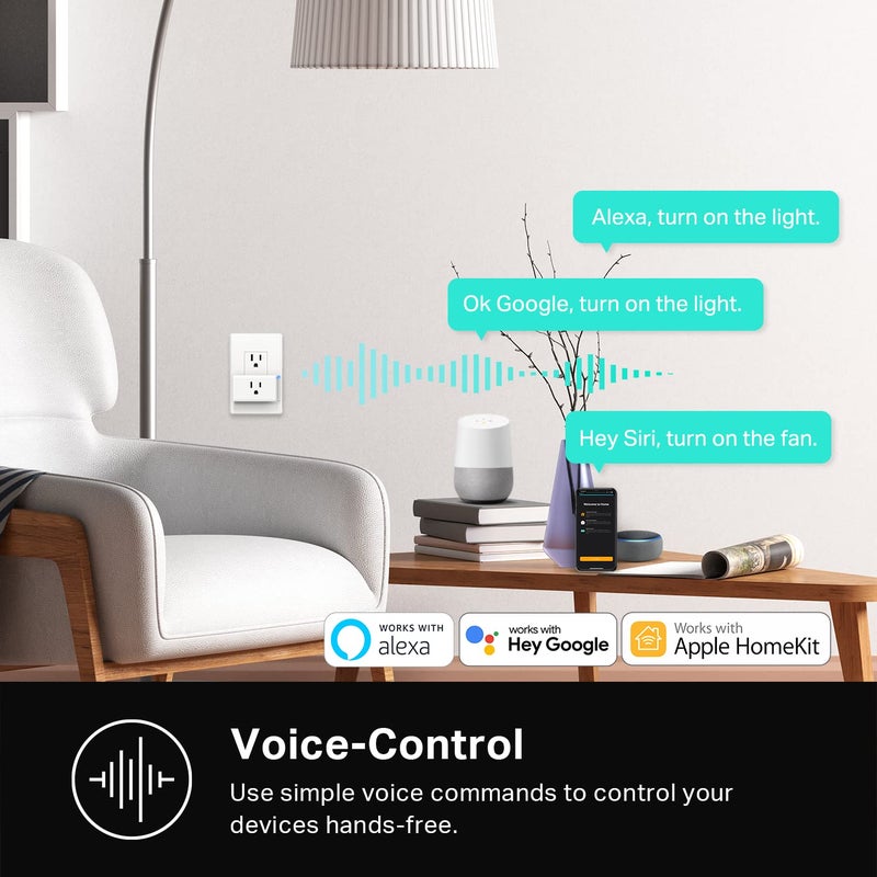 Kasa Smart Plug Mini 15A, Apple HomeKit Supported, Smart Outlet Works with Siri, Alexa & Google Home, UL Certified, App Control, Scheduling, Timer, 2.4G WiFi Only, 4 Count (Pack of 1) (EP25P4), White - Image 3