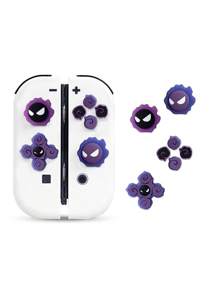 Colorskin 7Pcs Nintendo Switch Set Button Caps Thumb Grips Set Compatible with Nintendo Switch/Switch OLED 3D Soft Silicone ABXY Buttons Sticker Joystick Cover Caps Nightglow Little Purple Magic Button Sticker  - Image 1