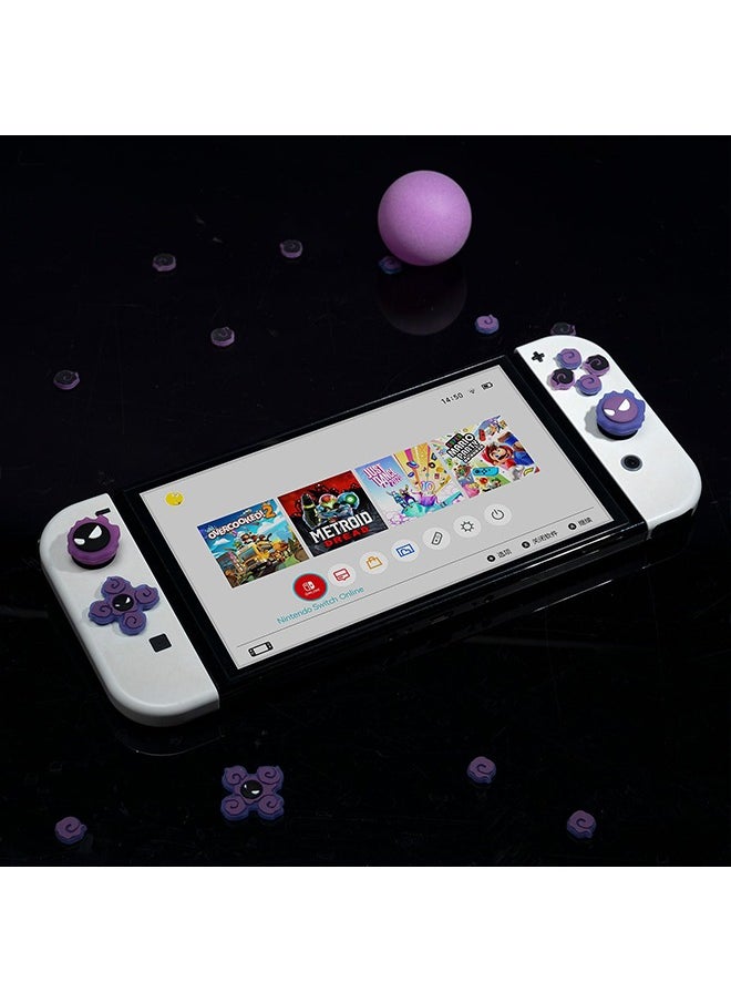Colorskin 7Pcs Nintendo Switch Set Button Caps Thumb Grips Set Compatible with Nintendo Switch/Switch OLED 3D Soft Silicone ABXY Buttons Sticker Joystick Cover Caps Nightglow Little Purple Magic Button Sticker  - Image 4