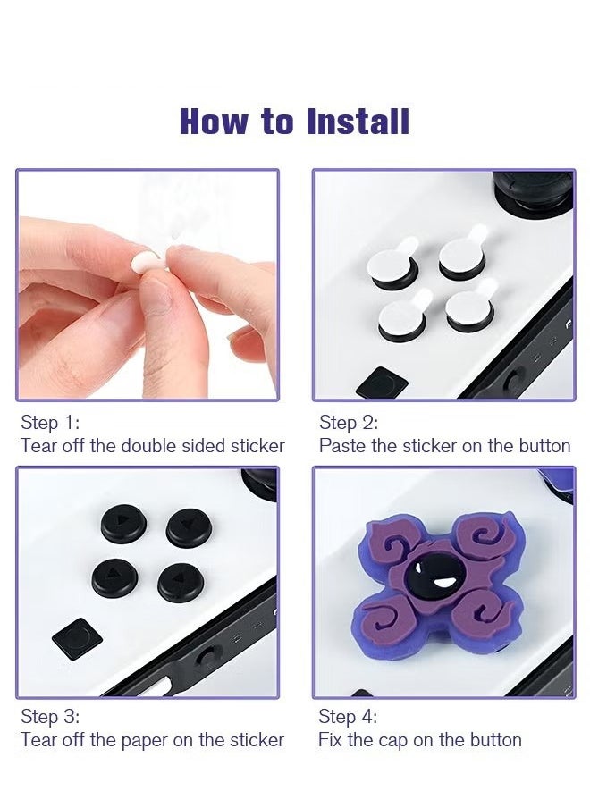 Colorskin - 7Pcs Nintendo Switch Set Button Caps Thumb Grips Set Compatible with Nintendo Switch/Switch OLED 3D Soft Silicone ABXY Buttons Sticker Joystick Cover Caps Nightglow Little Purple Magic Button Sticker - Image 1