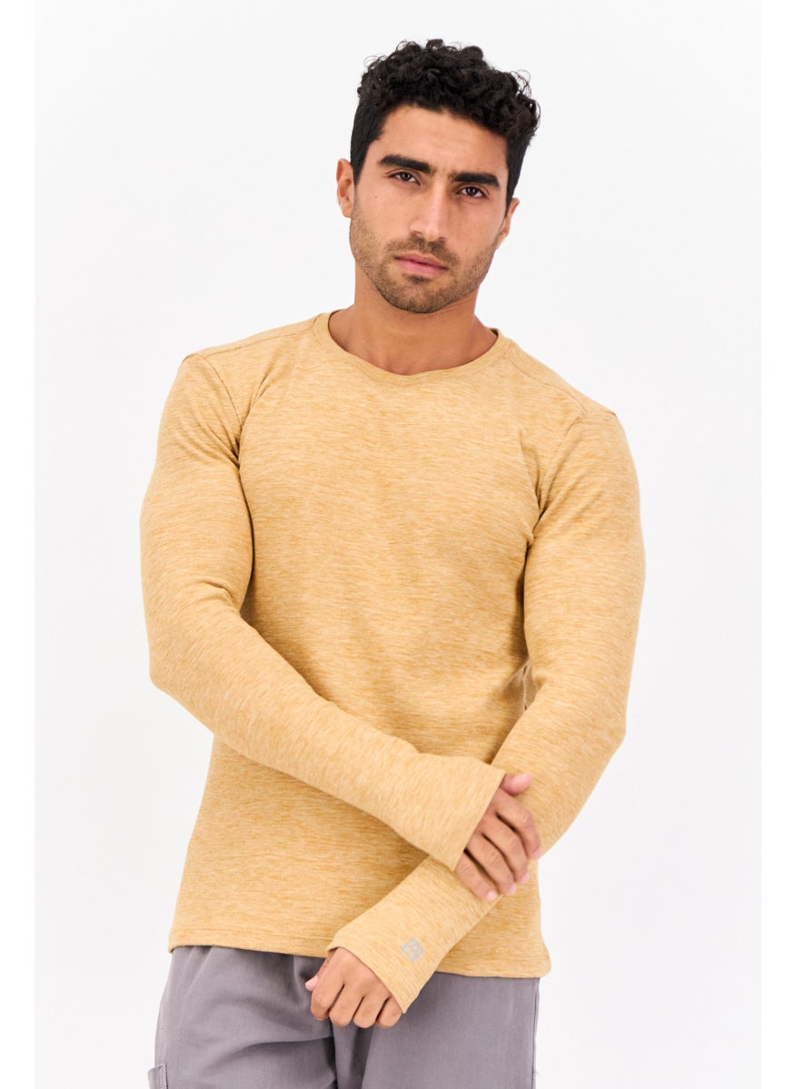 Avalanche Men Sportswear Fit Long Sleeve Training Sweatshirt, Tan  - Image 1