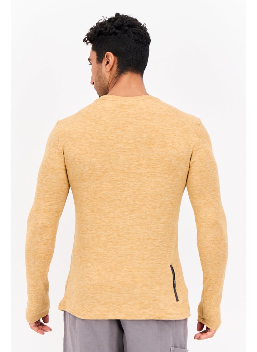 Avalanche Men Sportswear Fit Long Sleeve Training Sweatshirt, Tan  - Image 3