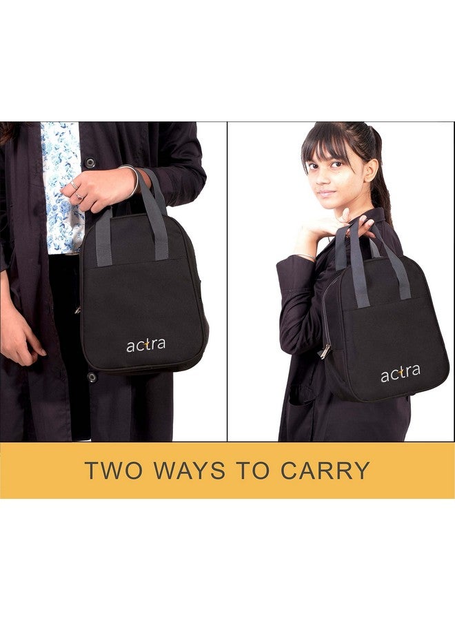 Actra Prima Fabric Lunch Bag for Men, Women and Kids | Tiffin Carrier for Office| Waterproof Lunch Tote (Pack of 2,Black, Navy Blue, 8 Litre) - Image 5