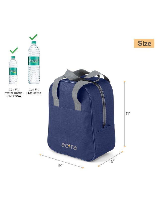 Actra Prima Fabric Lunch Bag for Men, Women and Kids | Tiffin Carrier for Office| Waterproof Lunch Tote (Pack of 2,Black, Navy Blue, 8 Litre) - Image 3