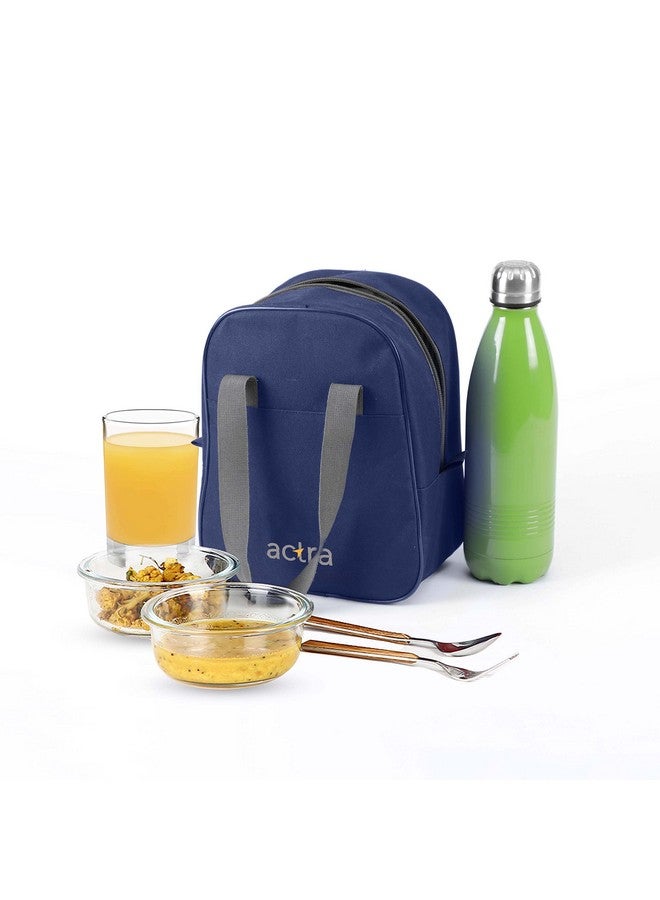 Actra Prima Fabric Lunch Bag for Men, Women and Kids | Tiffin Carrier for Office| Waterproof Lunch Tote (Pack of 2,Black, Navy Blue, 8 Litre) - Image 4