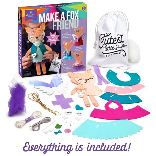 Craft Tastic Craft-tastic – Make a Fox Friend Craft Kit – Learn to Make 1 Easy-to-Sew Stuffie with Clothes & Accessories - Image 3