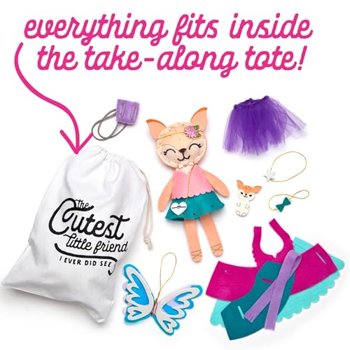 Craft Tastic Craft-tastic – Make a Fox Friend Craft Kit – Learn to Make 1 Easy-to-Sew Stuffie with Clothes & Accessories - Image 5
