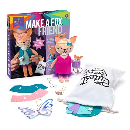 Craft Tastic Craft-tastic – Make a Fox Friend Craft Kit – Learn to Make 1 Easy-to-Sew Stuffie with Clothes & Accessories - Image 2