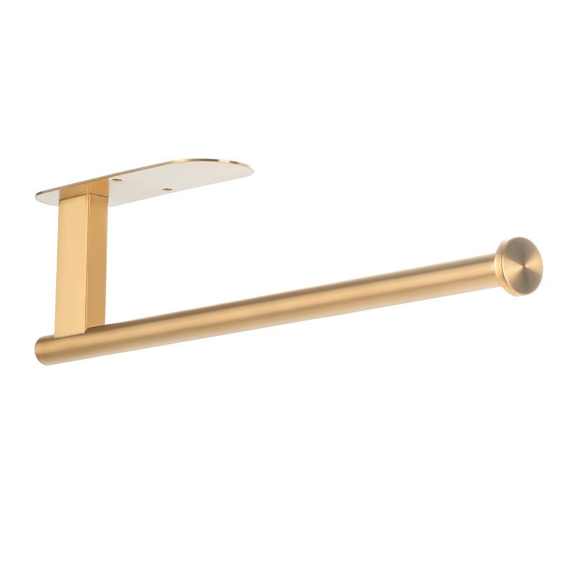 Honmein Paper Towel Holder Upgrade SUS304 Stainless Steel Paper Towel Holder Under Cabinet BendResistant SelfAdhesive or Drill mounting Gold