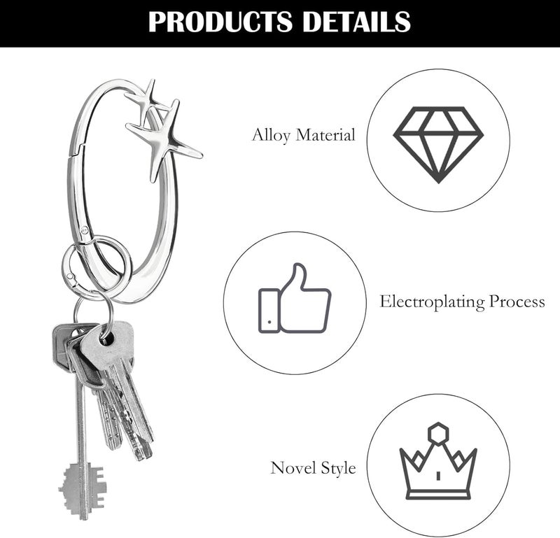 Achouray 2Pcs Star Carabiner Keychain Shiny Chrome, Cool Carabiner, Cute Carabiner Star Moon Keychain for Purse Handbag Backpack Bag - Image 4
