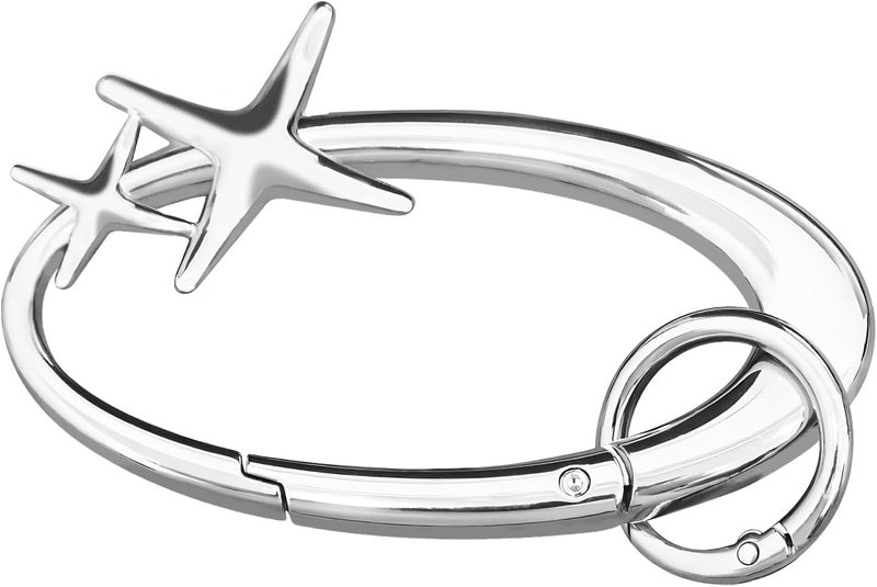 Achouray 2Pcs Star Carabiner Keychain Shiny Chrome, Cool Carabiner, Cute Carabiner Star Moon Keychain for Purse Handbag Backpack Bag - Image 3