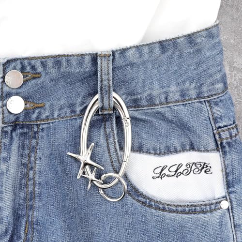 Achouray 2Pcs Star Carabiner Keychain Shiny Chrome, Cool Carabiner, Cute Carabiner Star Moon Keychain for Purse Handbag Backpack Bag - Image 5