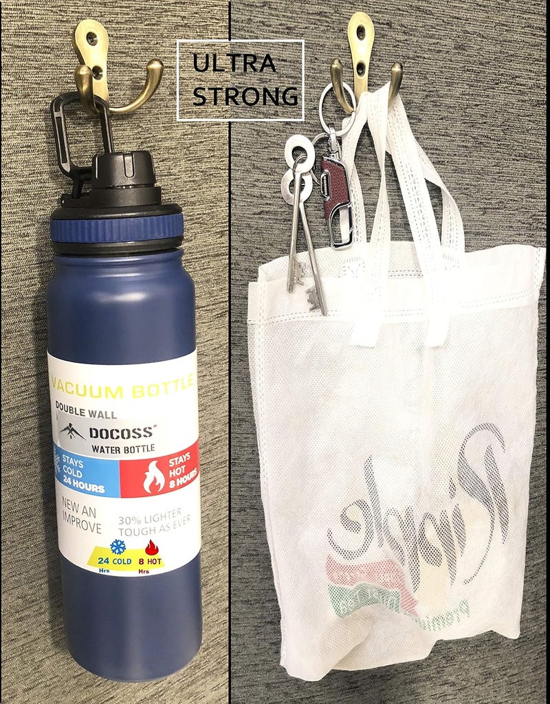 DOCOSS -Pack of 4-Antique-2 Pin Bathroom Cloth Hanger Wall Robe Hooks Rail for Hanging Keys,Clothes,Towel Steel Hook - Image 5