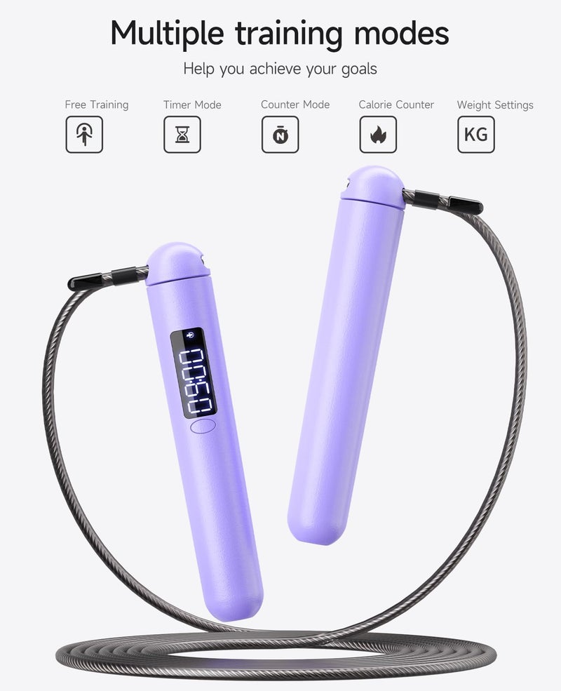 ACHDOFITS Smart Jump Rope | Accurate Calorie Tracking & 4 Training Modes | Adjustable Steel Wire Rope | Built-in High-Speed Bearings | Type-C Charging | Ideal for Fat Burning, Speed Training & Home Workouts - Image 5