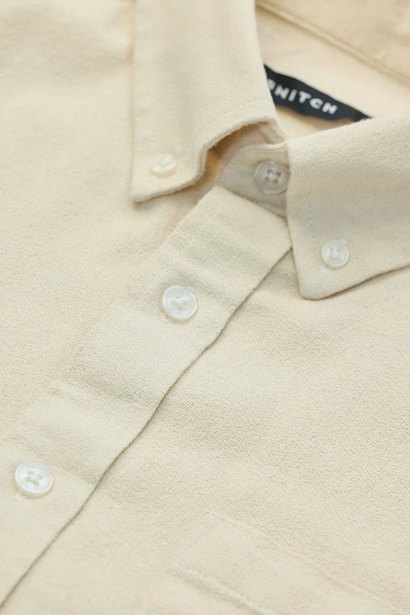 SNITCH Beige Solid Long Sleeve Slim Fit Shirt