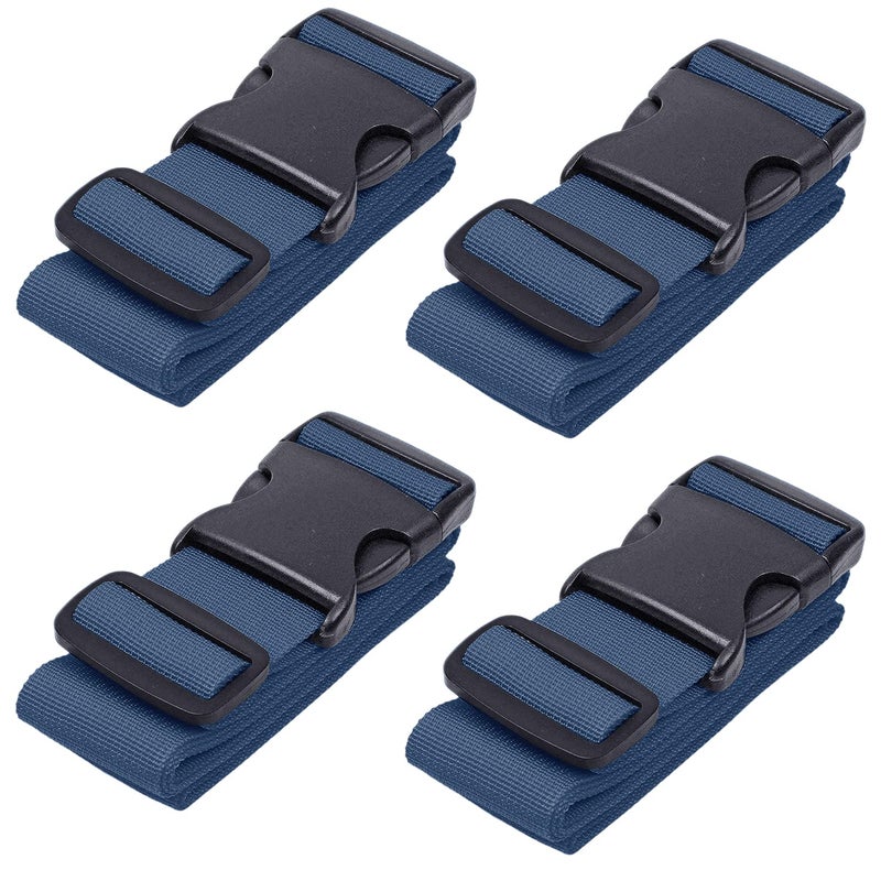 BlueCosto Luggage Straps for Suitcases TSA Approved - Navy Blue, 4 PK - Premium Nylon Belts for Suitcase, Briefcase & Travel Bag - Adjustable Strap Length 46" - 78"  - Image 1