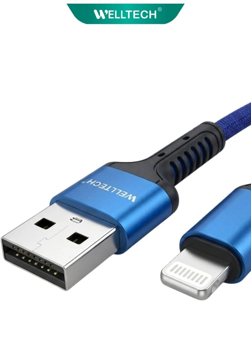 WELLTECH Lightning Data Cable for iPhone Fast Charging USB to Lightning Sync Cable Durable High Speed Charging for iPhone 14 13 12 iPad Strong Flexible Charging Cable - Image 1