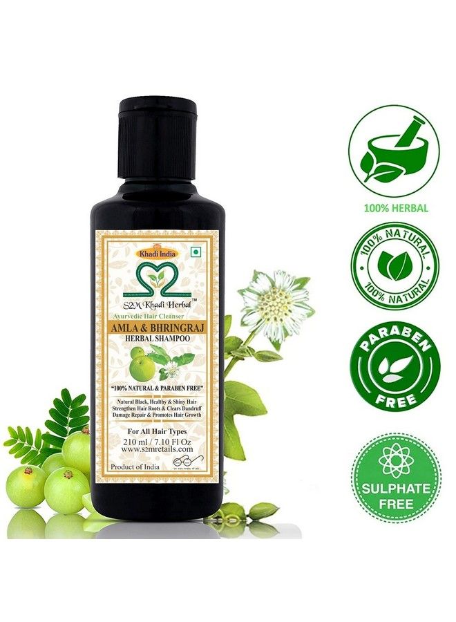 S2M KHADI HERBAL Ayurvedic Hair Care Kit Amla Bhringraj Shampoo + Green Tea & Aloevera Conditioner (210 Ml Each) - Image 3