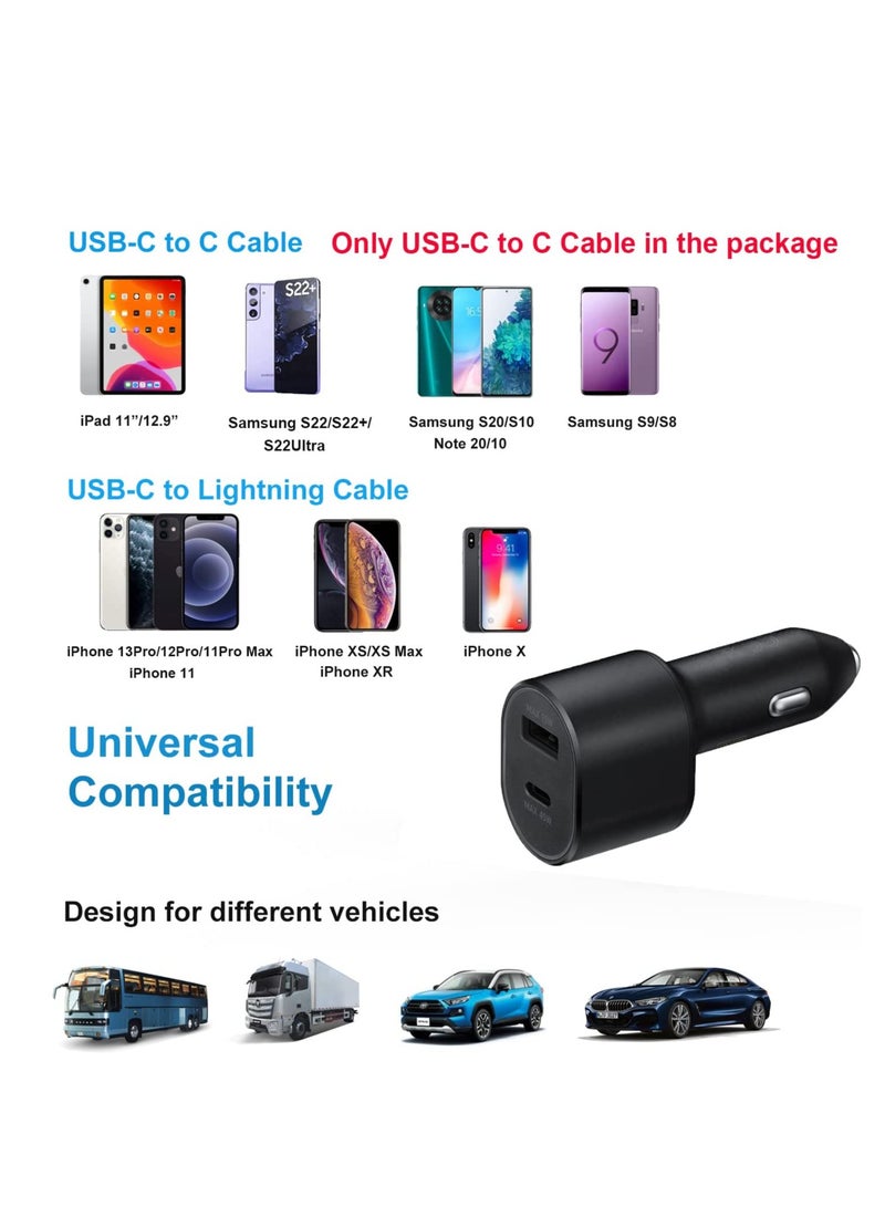 USB C Car Charger,60W Super Fast Car Charger(45W+15W) PDQC 2.0 3A with USB C to C Cable for Samsung A55 A54 A53 A34 M33 M13 S24 Ultra S23 Ultra S23 FE Z Flip 5 Z Fold 5 Pixel 8/7/6,Black - Image 4