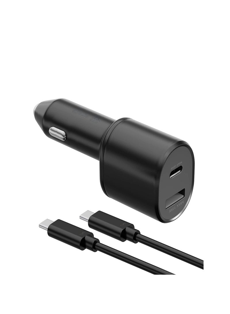 USB C Car Charger,60W Super Fast Car Charger(45W+15W) PDQC 2.0 3A with USB C to C Cable for Samsung A55 A54 A53 A34 M33 M13 S24 Ultra S23 Ultra S23 FE Z Flip 5 Z Fold 5 Pixel 8/7/6,Black - Image 1