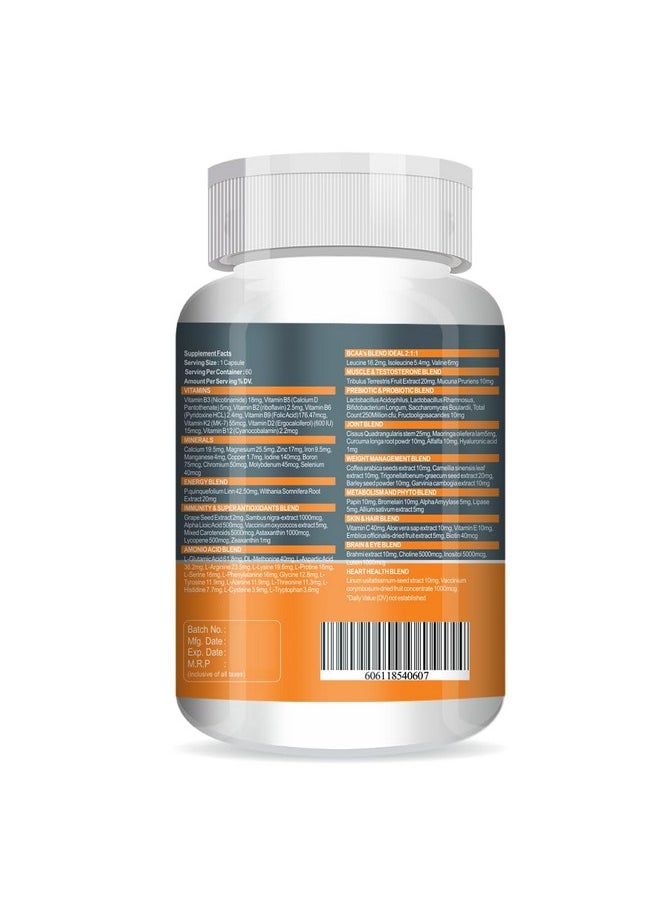 ANC Multivitamin For Sports Tablets For Men & Women With Bcaa, Amino Acids, Probiotics & Antioxidants Support Bone Health, Boost Immunity 60 Veg Capsules  - Image 3