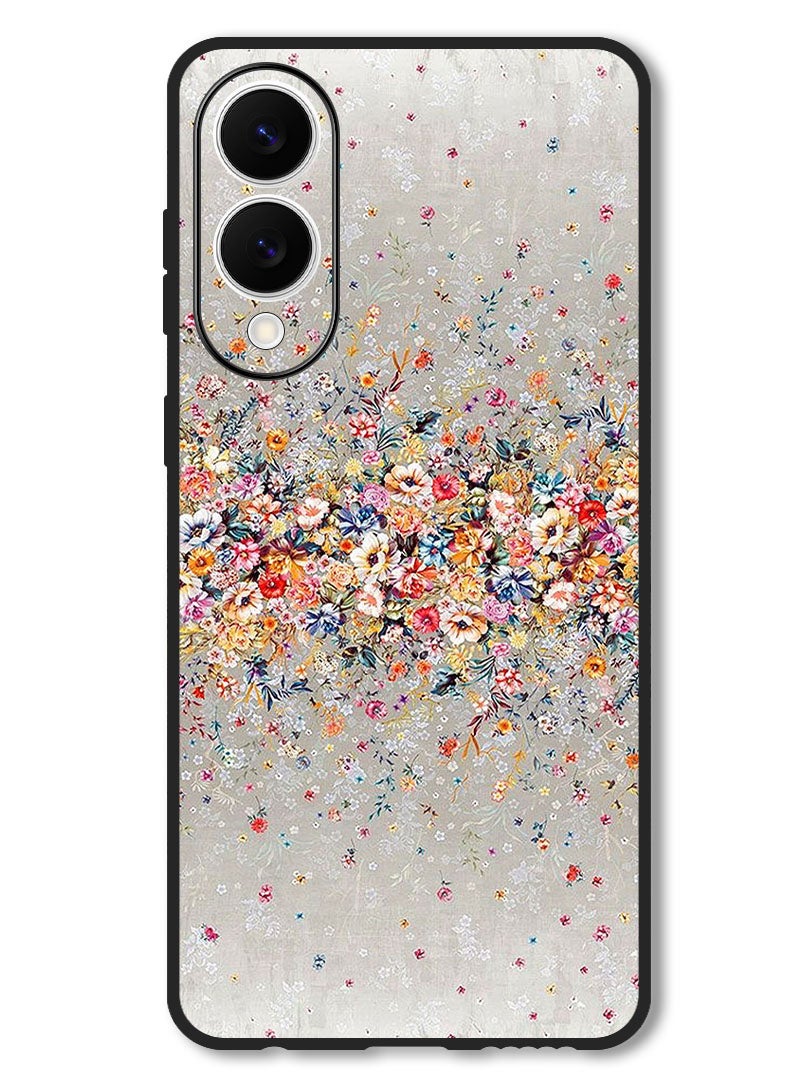 Theodor Case Compatible with Samsung Galaxy S25 Edge 6.7 Inch Protection Shockproof Bumper Cover Small Flowers Abstract Art - Image 1