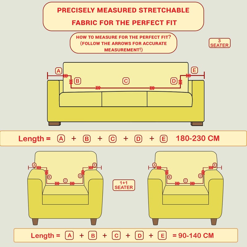 Lukzer 5 Seater Grey Marble Universal Sofa Cover with 2 Pillow Cover | 140 GSM Stretch Fit Polyester & Spandex Slipcover | Fully Covered 3+1+1 Seater Anti-Slip & Washable Protector (SC-039-05) - Image 2