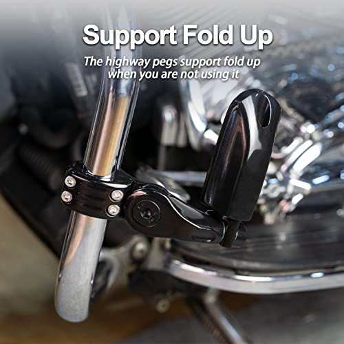 JUNJUMOTO Highway Pegs Foot Rest Fit for Harley Sportster Dyna Touring Street Glide Road Glide Road King Electra Glide with 1.25 inch Highway Bar (Black) - Image 4