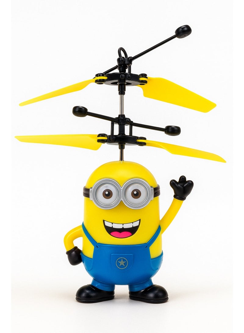 Minion Helicopter Minion Induction Flying Toy Drone – Rechargeable Hand Sensor Control Aircraft with Remote, LED Light Mini Helicopter for Kids, Auto Hover Motion Sensor Drone Toy, Durable Flying Minion Toy Gift for Boys & Girls Ages 5+ - Image 1