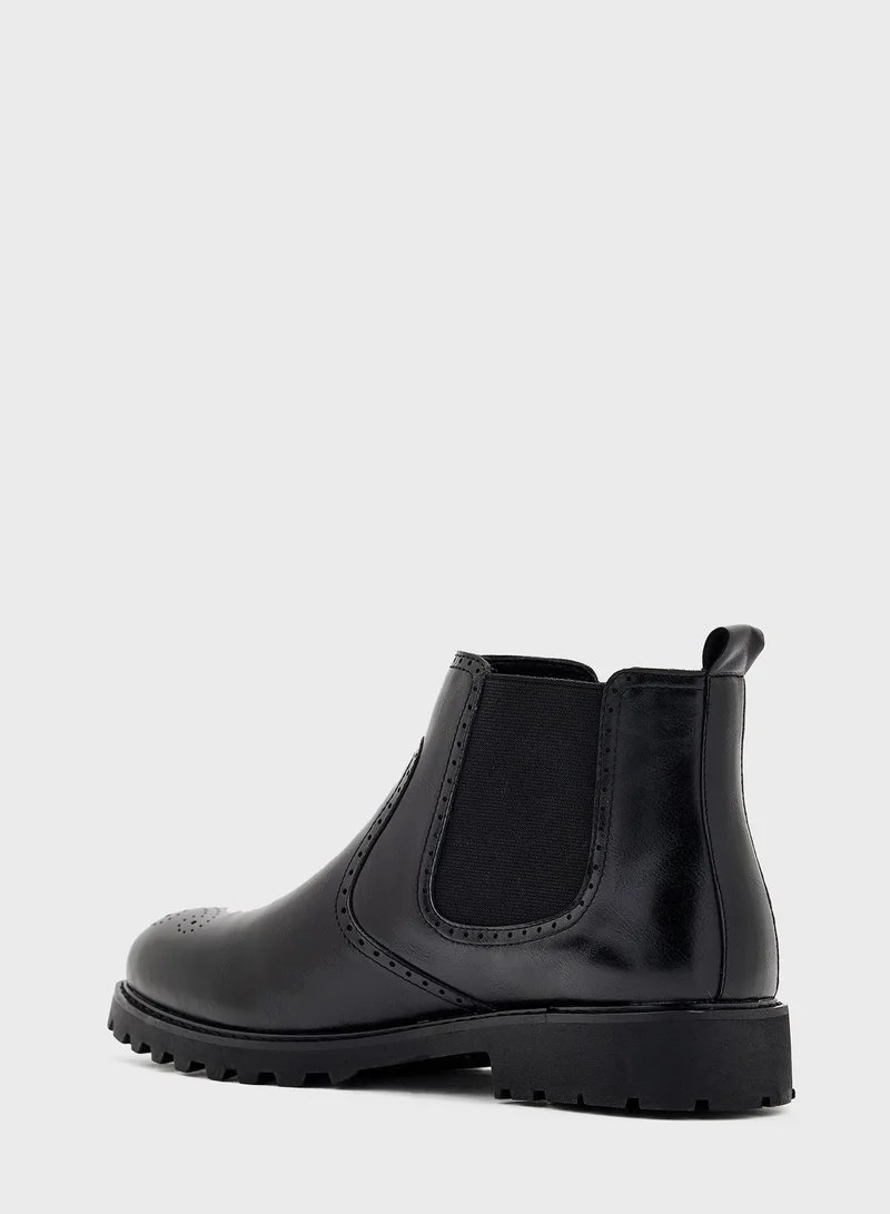 Robert Wood Pull On Welted Brogue Boots