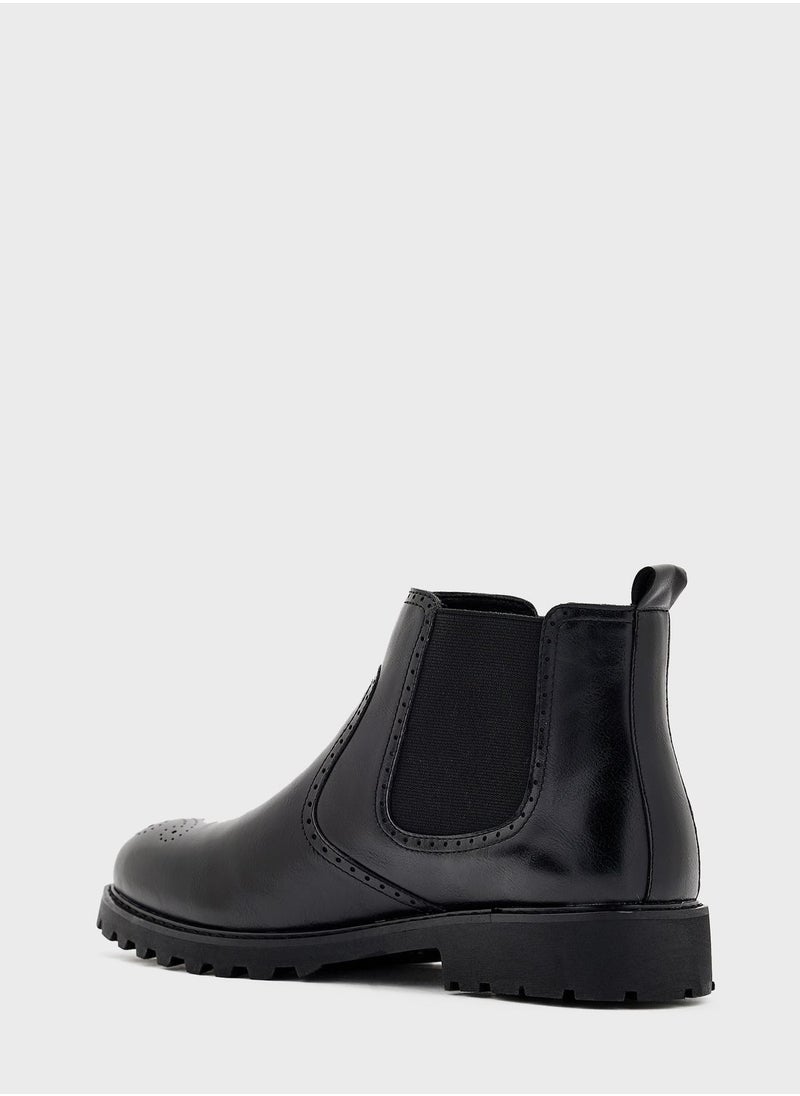 Robert Wood - Pull On Welted Brogue Boots - Image 1