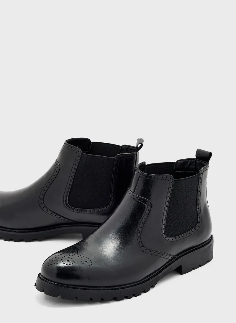 Robert Wood Pull On Welted Brogue Boots