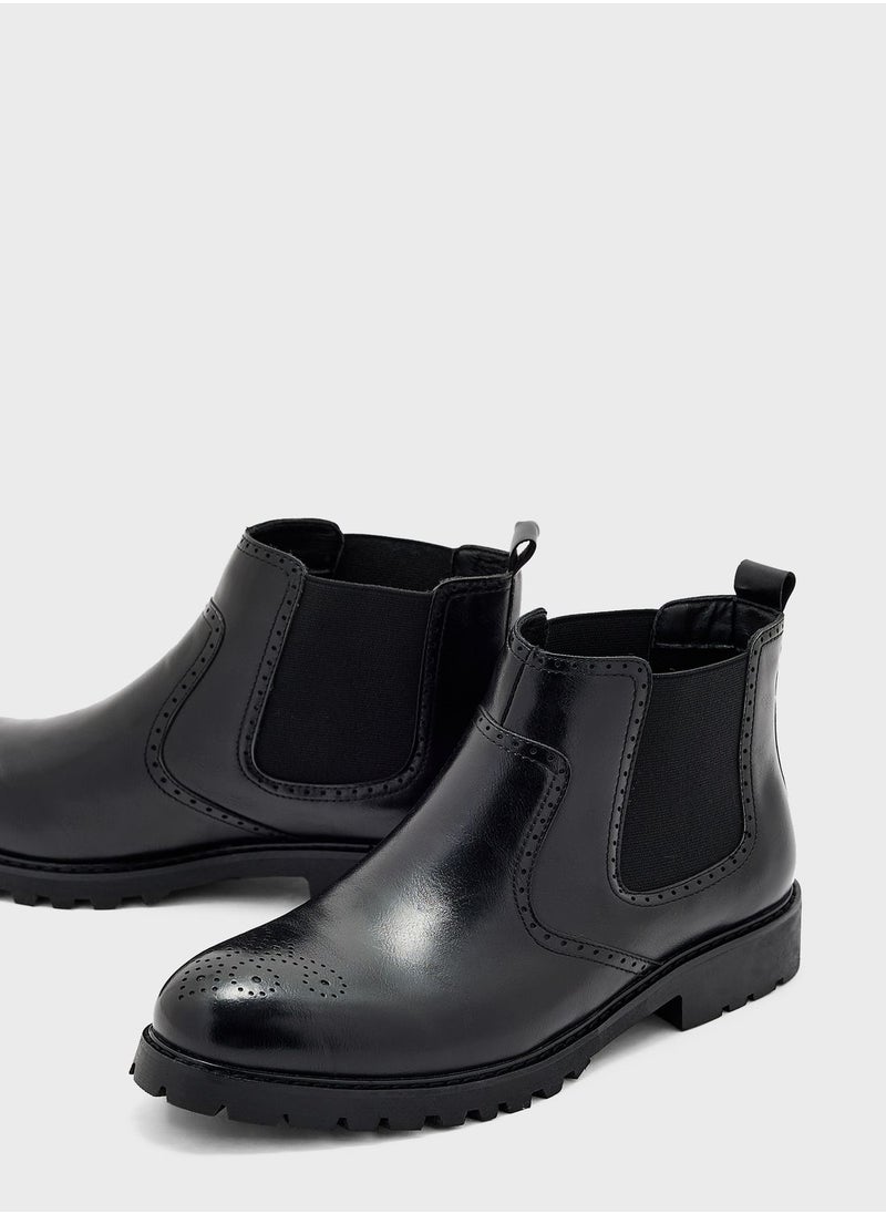 Robert Wood - Pull On Welted Brogue Boots - Image 1